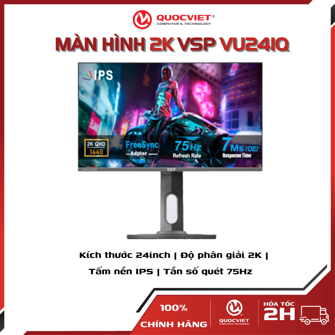 Màn hình Gaming VSP VU241Q 23.8 inch IPS 2K 75Hz Black 