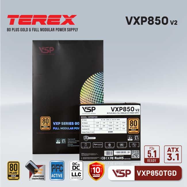 Power VSP TECHNOLOGY SPREAD VXP850TGD - V2 (80 Plus Gold /100-240V)