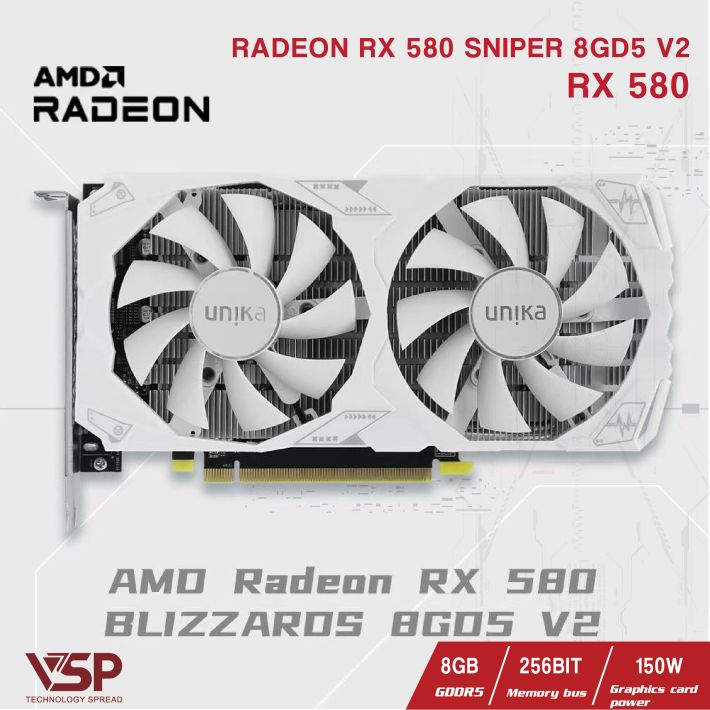 Card màn hình VSP Radeon RX580 Blizzards  8GD5 V2 White