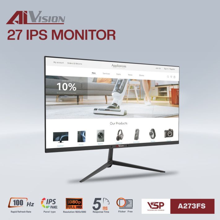 Màn hình AiVision A273FS 27 inch Full HD/ IPS/ 100Hz/ 5ms