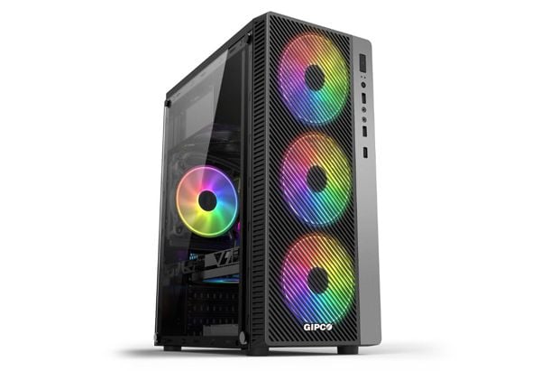 Vỏ thùng Gipco 5986 LY Đen ( sẵn 3 Fan Led )