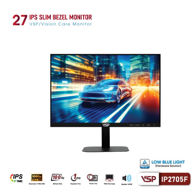 Màn hình VSP IP2705F 27 inch FHD/ IPS/ 100Hz/ 1ms/ Black